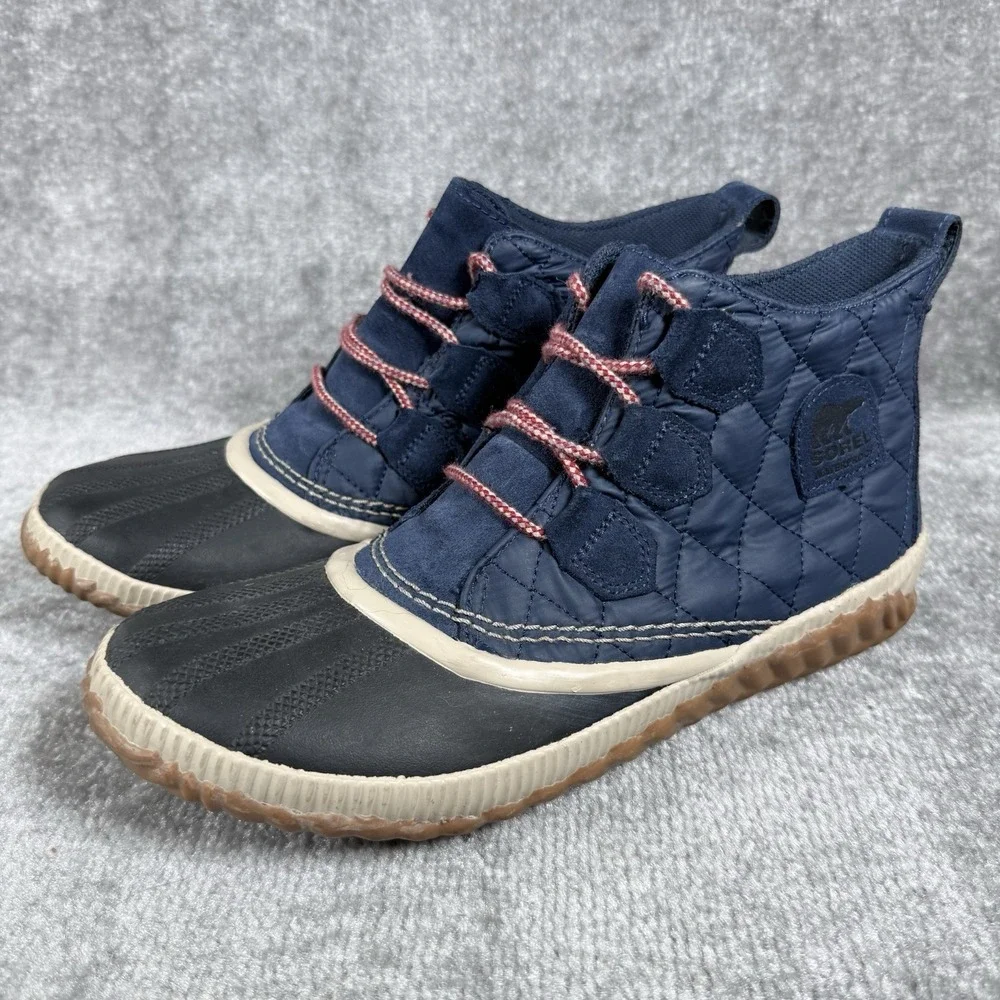Sorel Out N About Boots Women's 10 Navy Blue Waterproof Quilted‎ Duck NL3152-464